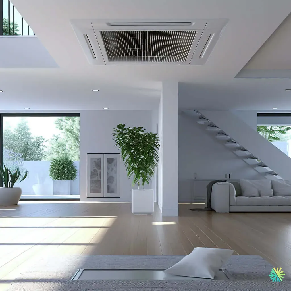 giải pháp lắp điều hòa phòng khách có cầu thang